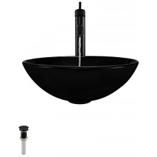 601 Black Antique Bronze Bathroom 718 Vessel Faucet Ensemble (Bundle - 4 Items: Vessel Sink  Vessel Faucet  Pop-Up Drain  and Sink Ring) - B01I1XZFMA